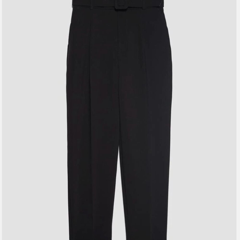 Zara Women High Waist Trousers With Belt Black